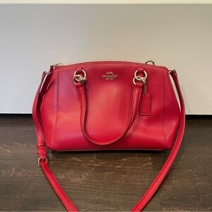 COACH Mini Christie Carryall Cross grain Leather 3 Compartment Beautiful Red Bag